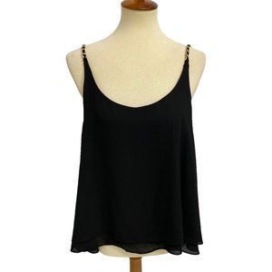 Dots Women's Sleeveless Black And Gold Chain Tank Blouse plus Size 3X